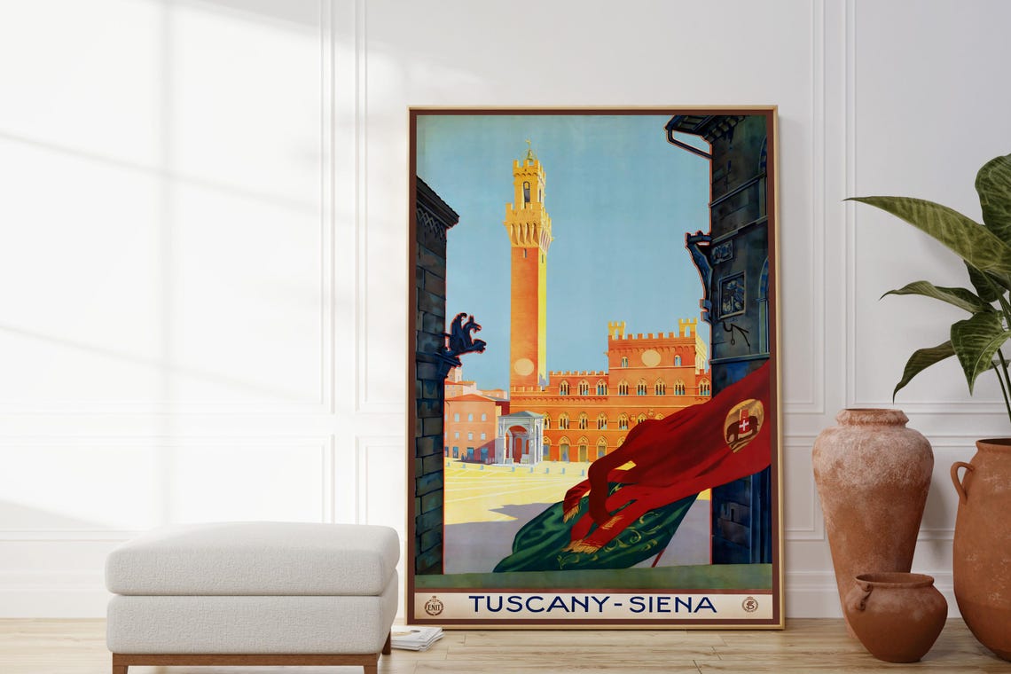 Tuscany Siena Travel Print Vintage Travel Poster Retro Stylish Artwork Beautiful Cityscape Decor Italy Landscape Art Travel Lovers Gift - Image 4