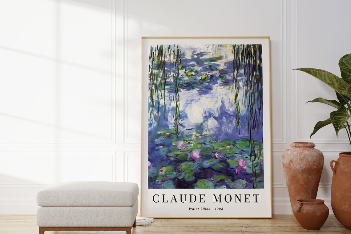 Monet-Inspired Water Lilies, Modern Botanical Poster - Image 4