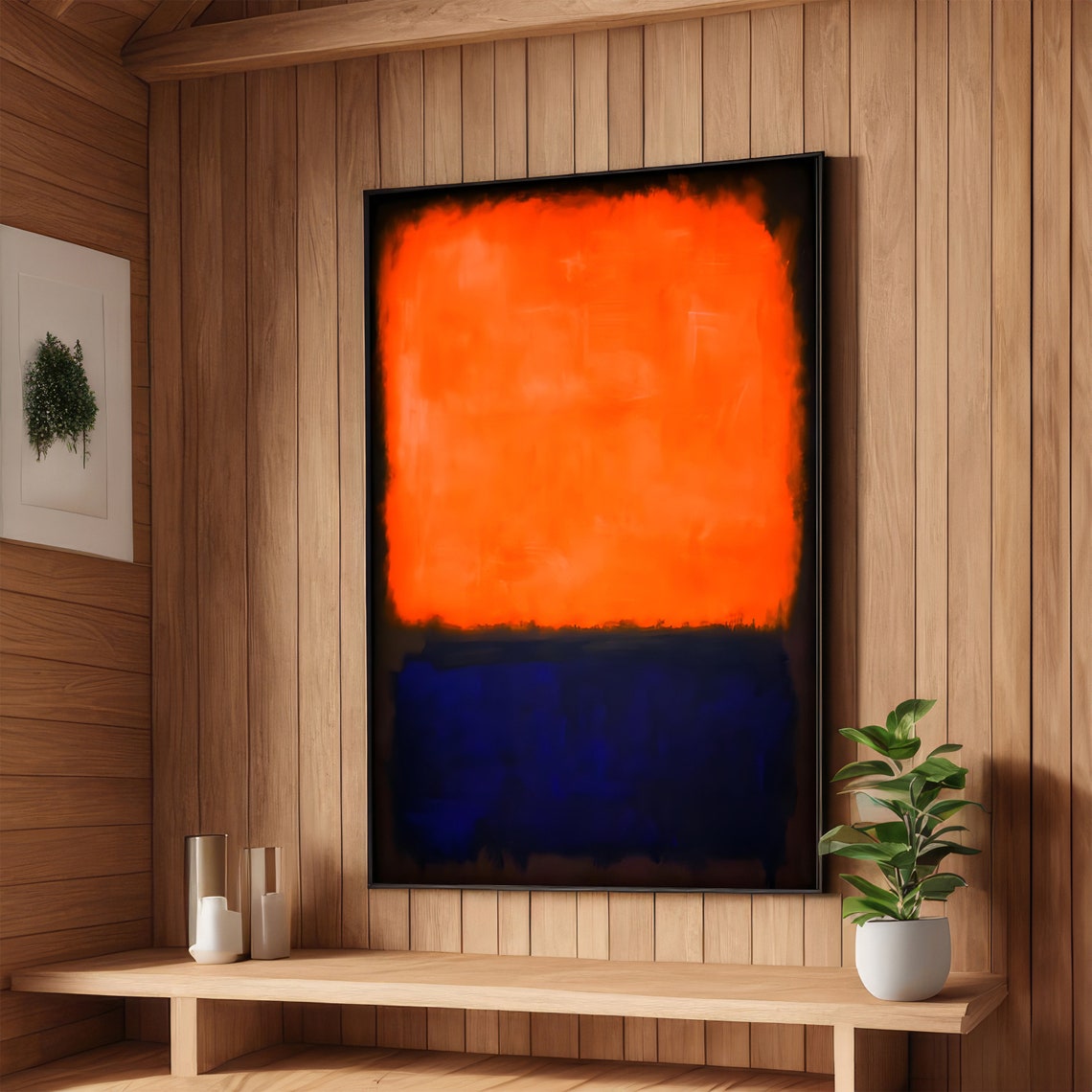 Tangerine Orange and Cobalt Blue Rothko Style Abstract Poster