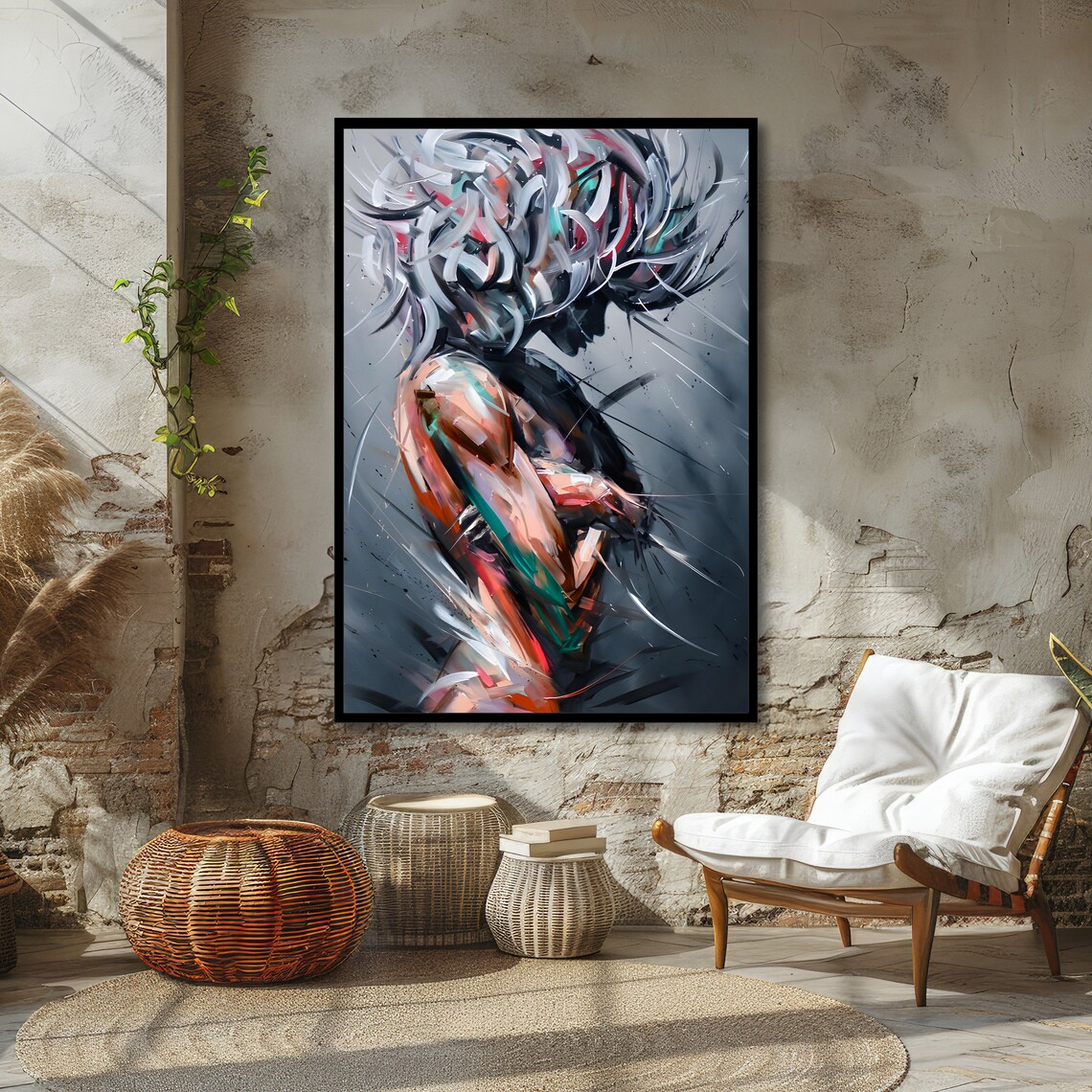 Abstract Woman With Flowing Colorful Hair in a Modern Art Poster - Image 4