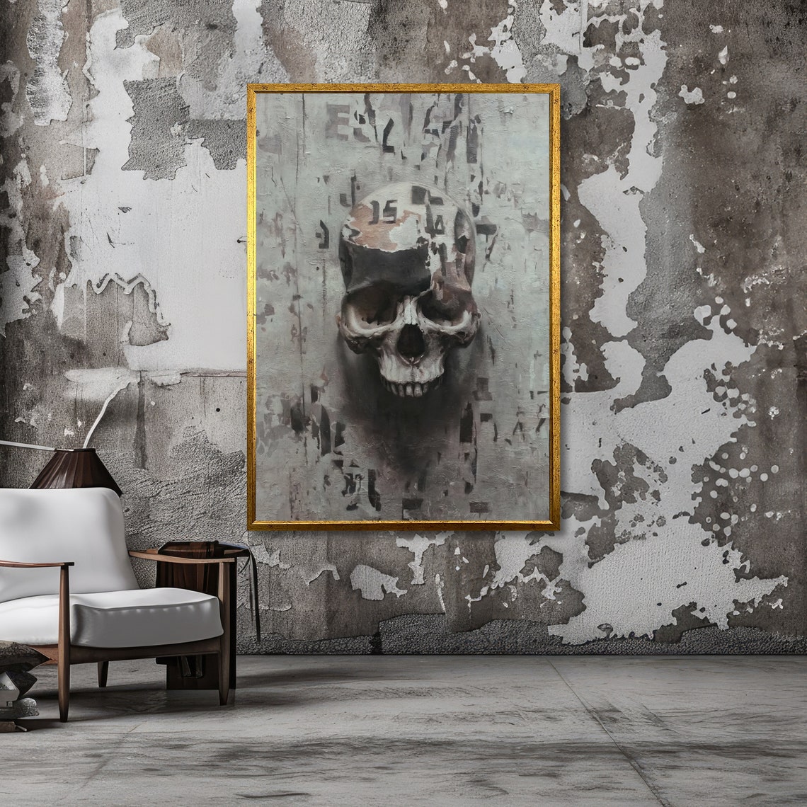 Gothic Skull Dark Wall Art Gothic Dcor Grunge Skull Print Ready To Hang - Image 3