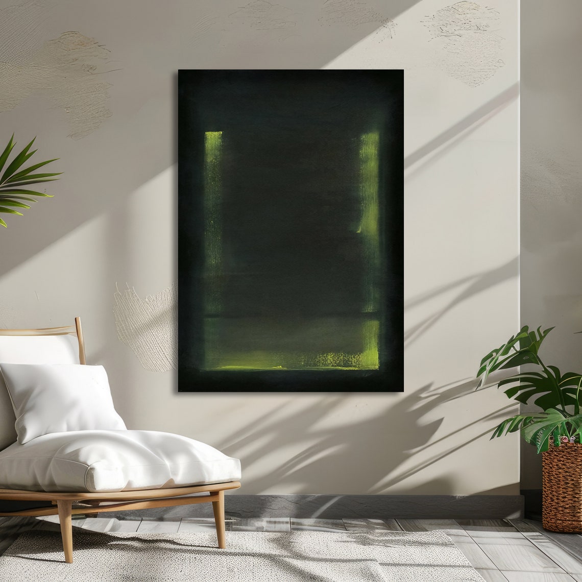 Subtle Dark Green Glow on Black Rothko Style Abstract Poster - Image 6