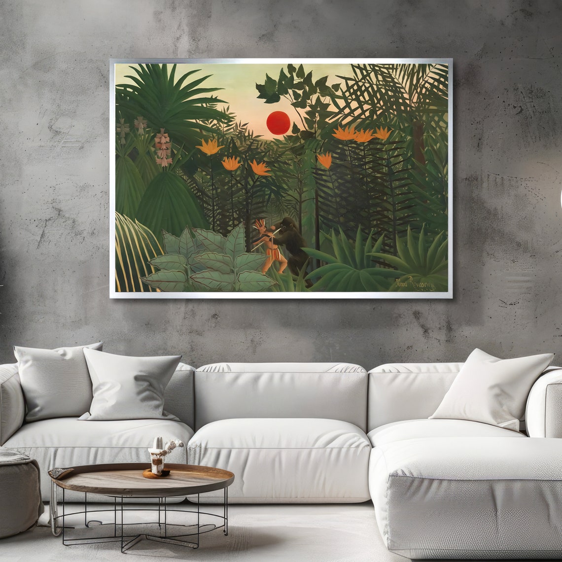 Rousseau Exotic Jungle at Sunset with Red Sun Tropical Art Poster - Image 2