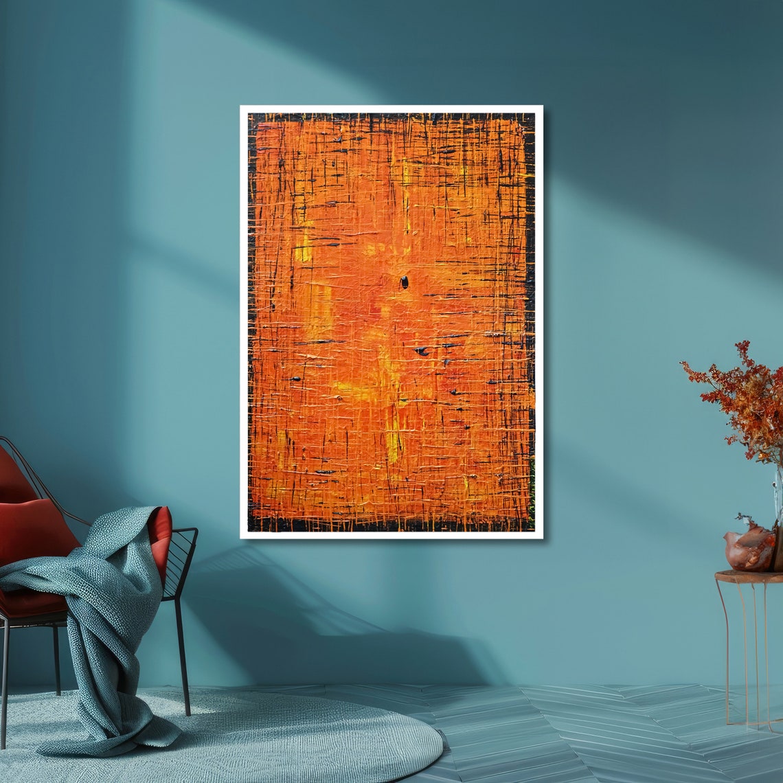 Vibrant Orange Abstract Modern Texture Art Bold Wall Art Design Wall Art Design Ready To Hang Decoration - Image 3