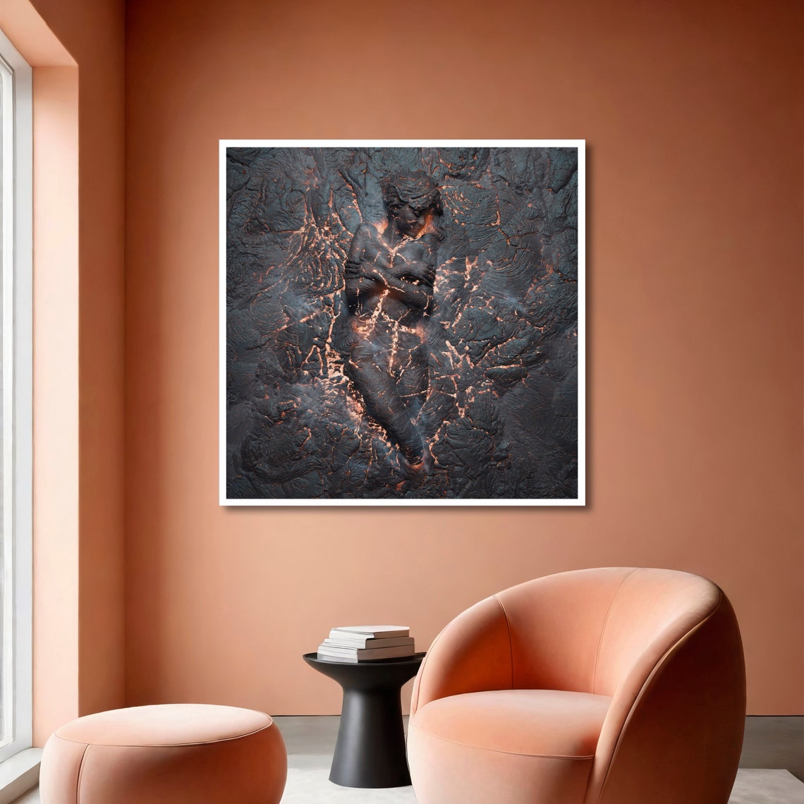 Molten Lava Embrace Couple Textured Dark Volcanic Rock Poster - Image 6