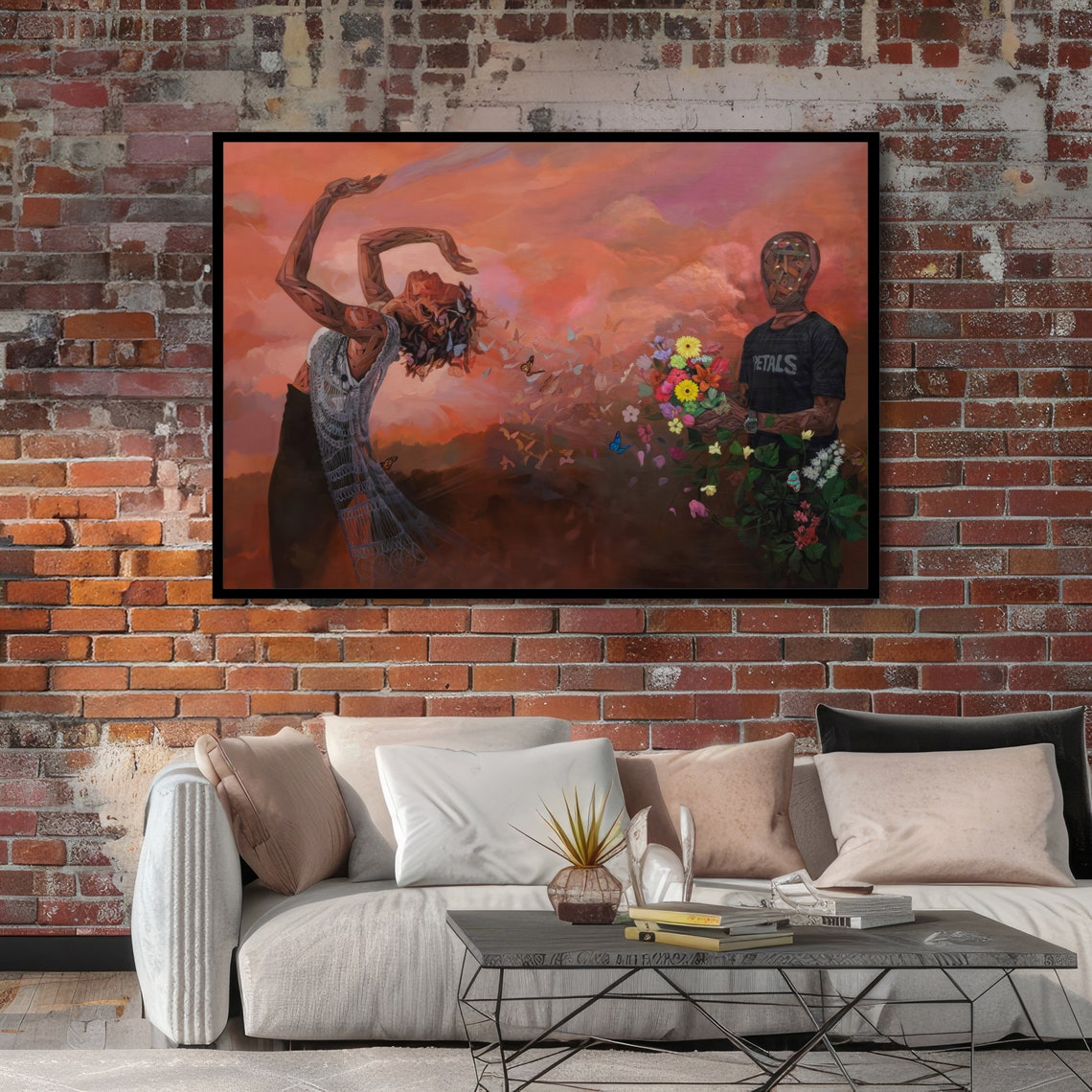 Fading Embrace Couple Sunset Surreal Romantic Love Art Poster - Image 4