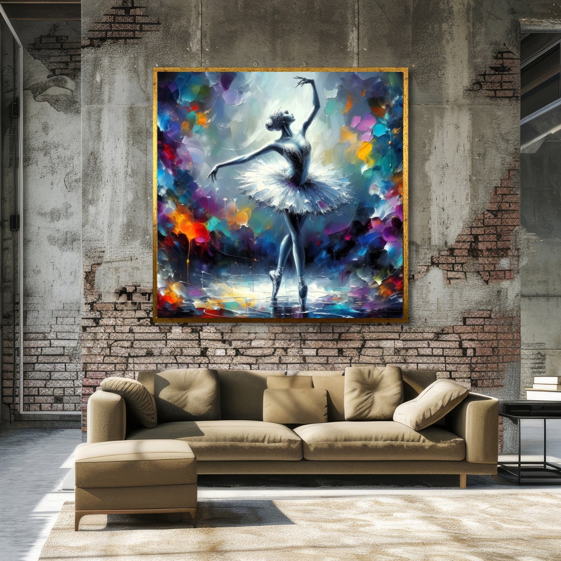 Enchanted Ballet Art Graceful Ballerina Vibrant Abstract Background Artistic Wall Decor Ready To Hang - Image 3