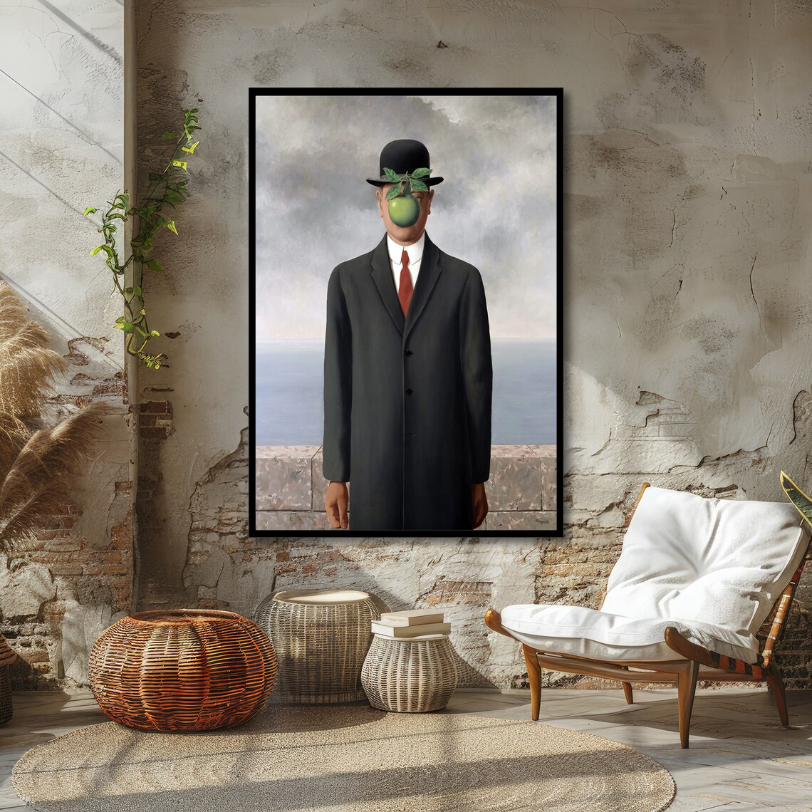 Magritte The Son of Man Man in Bowler Hat with Green Apple Poster - Image 4