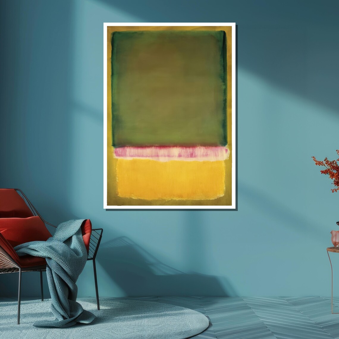 Green Yellow Pink Color Field Abstract Modern Art Gallery Poster - Image 3