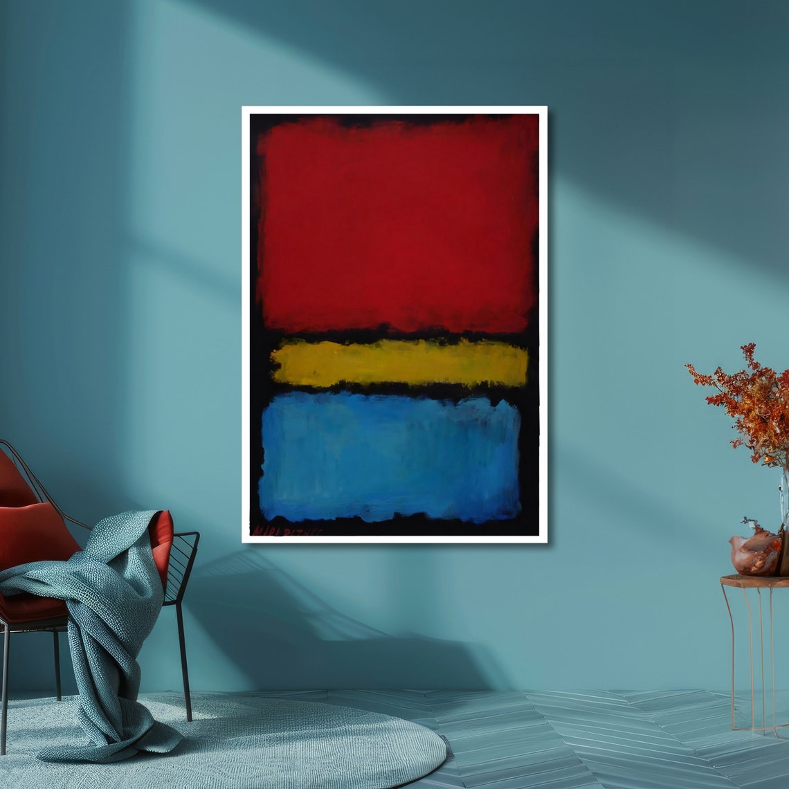 Vibrant Red Yellow And Blue Abstract Rothko Inspired Art Bold Wall Decor Ready To Hang - Image 6