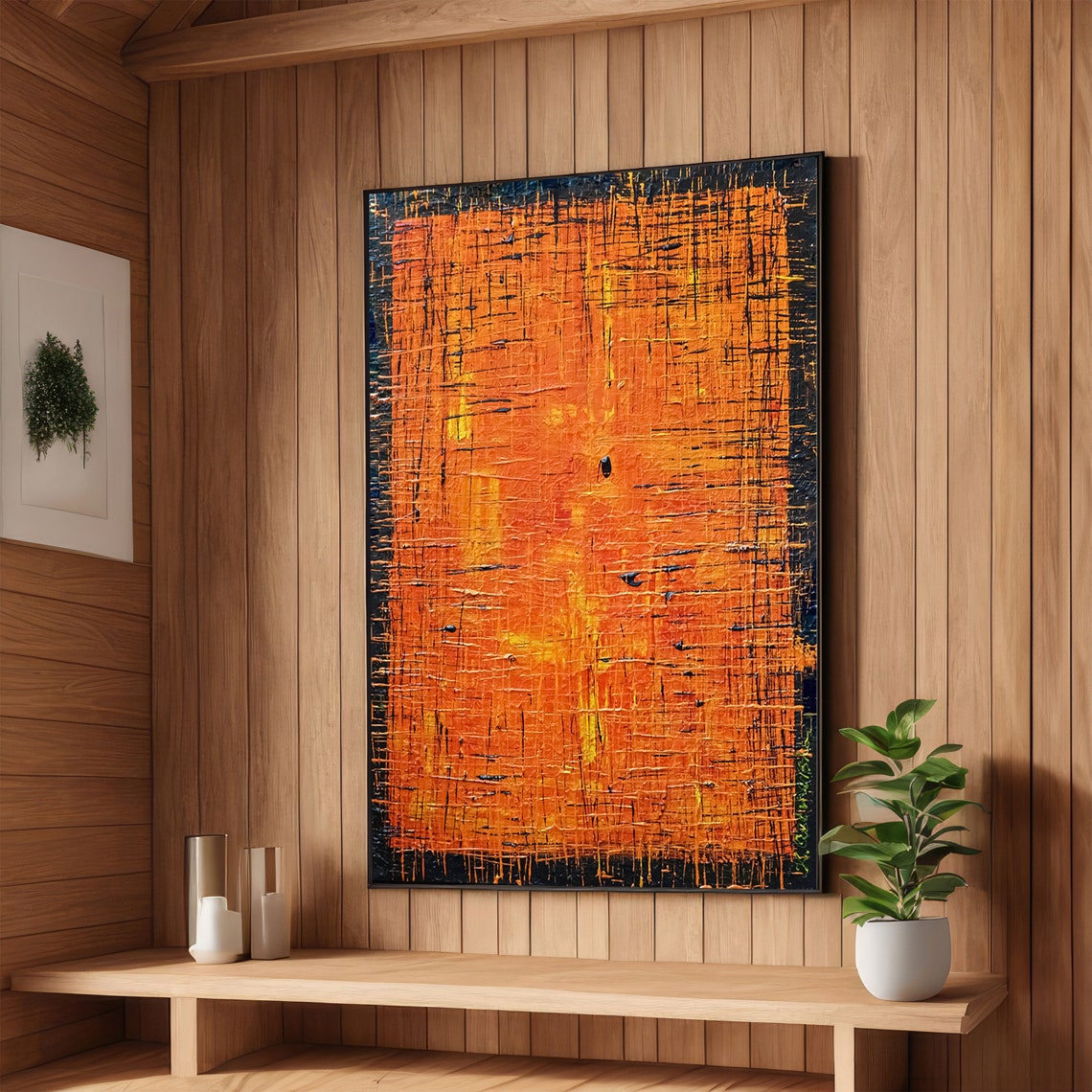 Vibrant Orange Abstract Modern Texture Art Bold Wall Art Design Wall Art Design Ready To Hang Decoration
