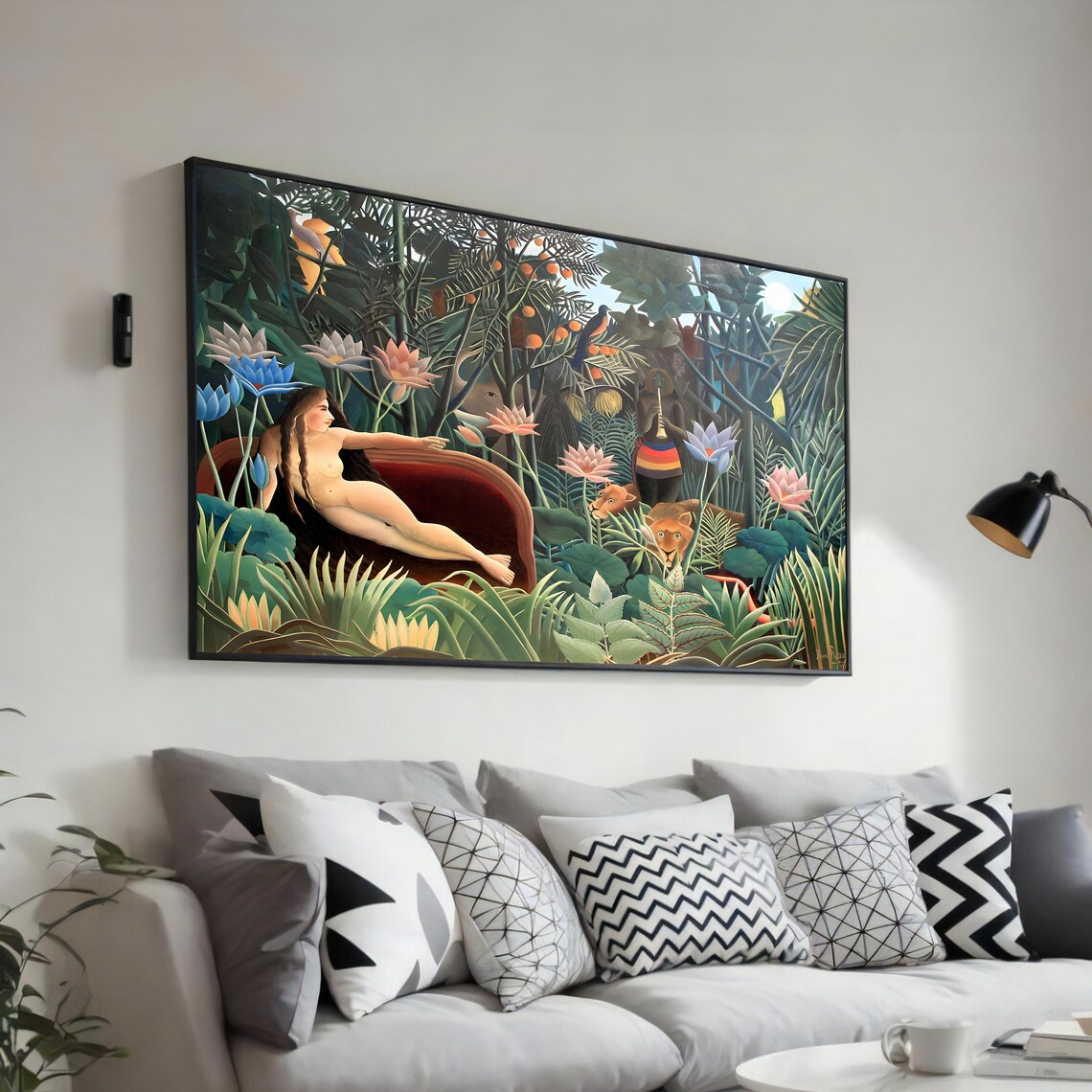 The Dream Rousseau Woman Reclining in Jungle with Lions Poster