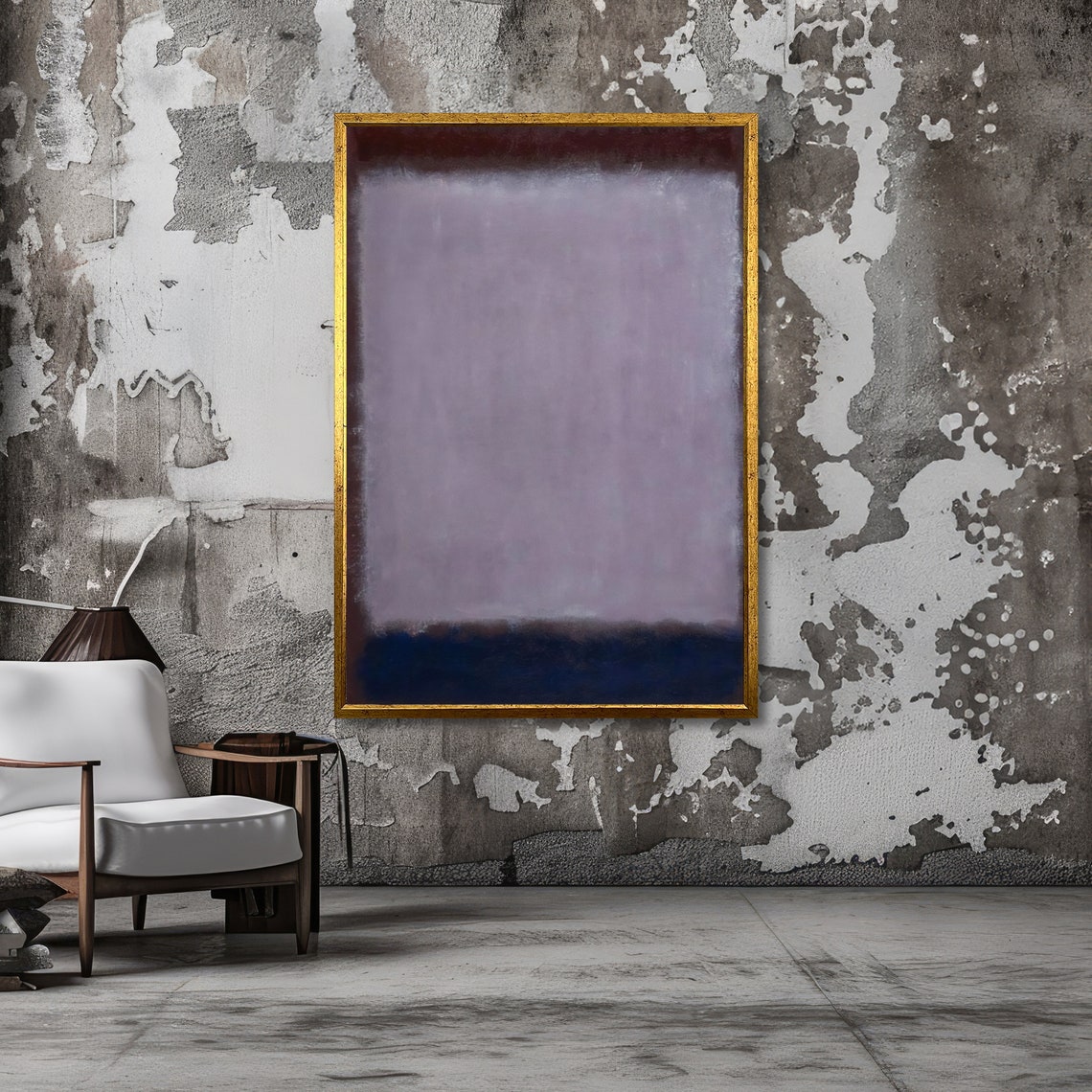Muted Lavender Purple and Navy Rothko-Inspired Artwork Poster - Image 3