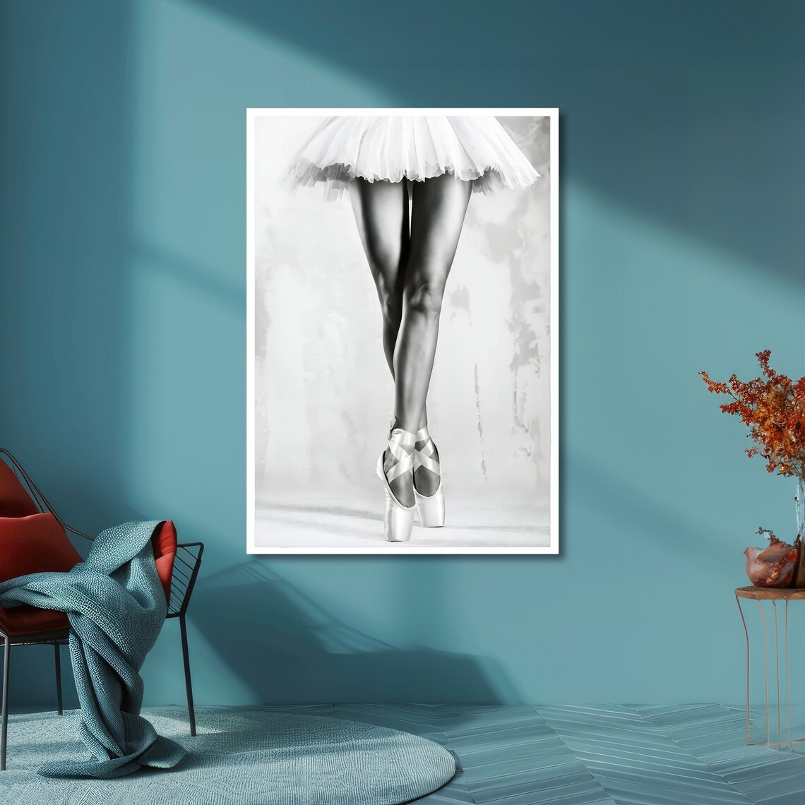 Ballerina En Pointe Legs White Tutu Monochrome Ballet Poster - Image 5