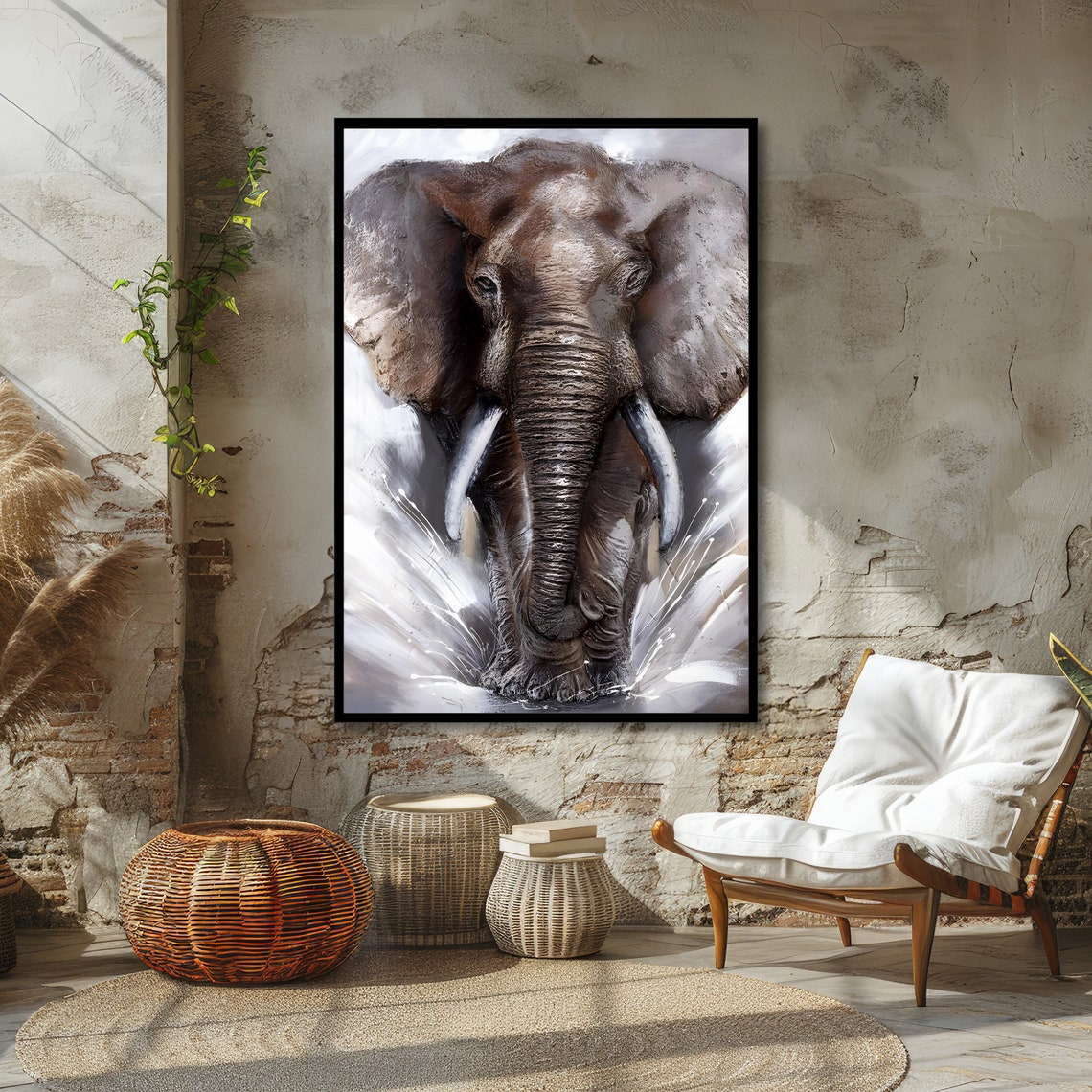 Thunderous African Elephant Charging Forward Wildlife Wall Poster - Image 4