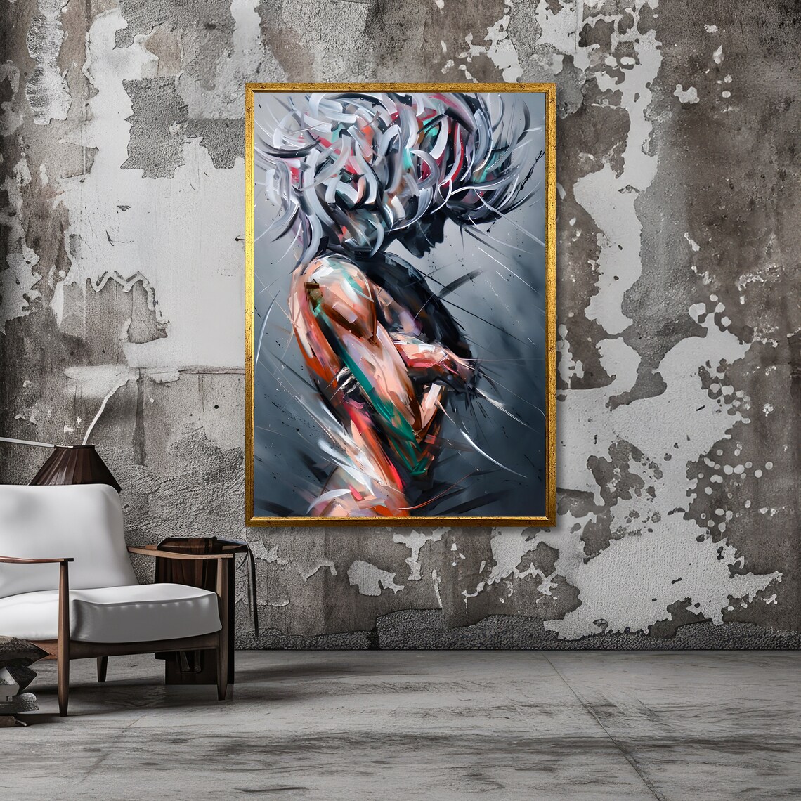 Abstract Woman With Flowing Colorful Hair in a Modern Art Poster - Image 3
