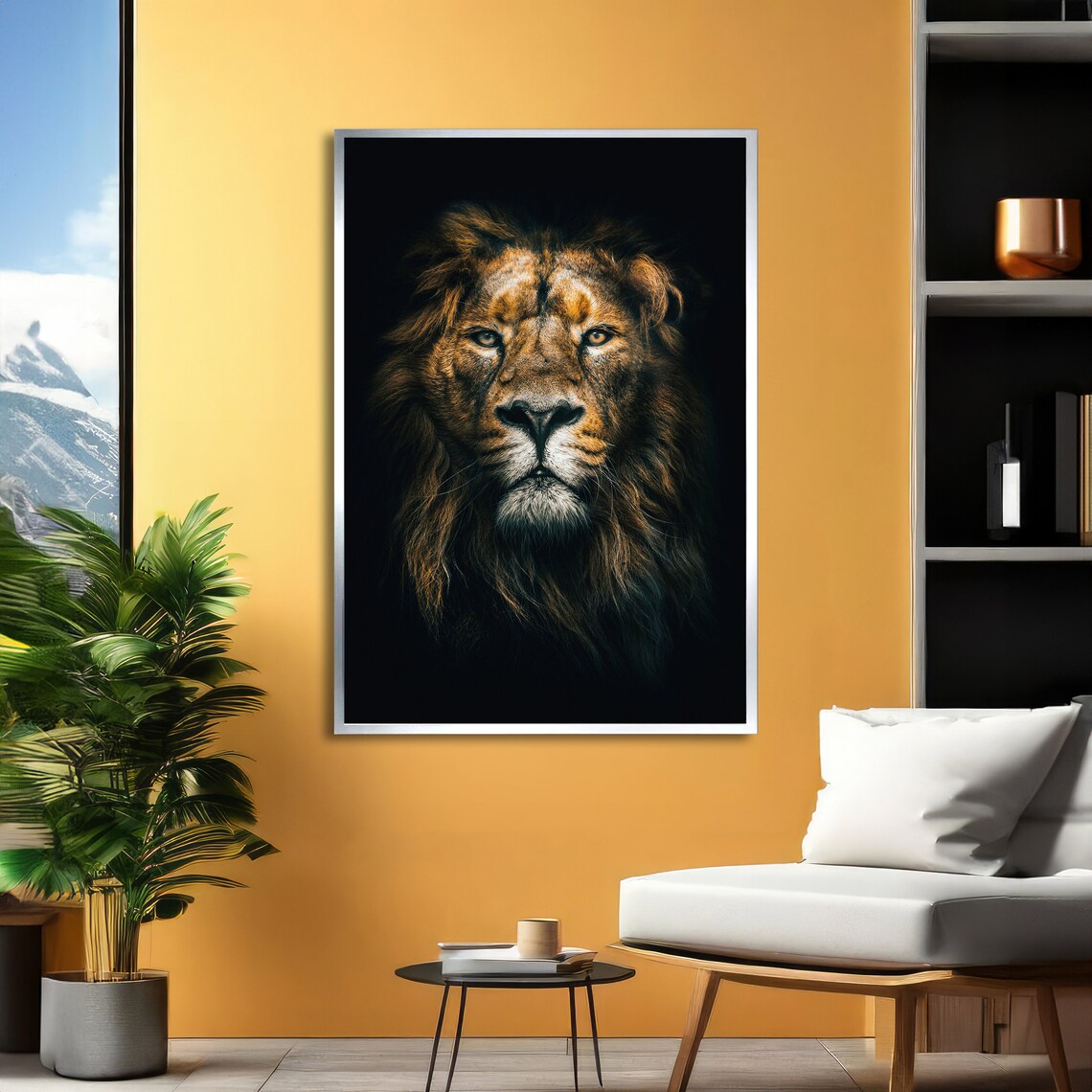 Majestic Lion King of the Jungle on Black Background Art Poster - Image 5