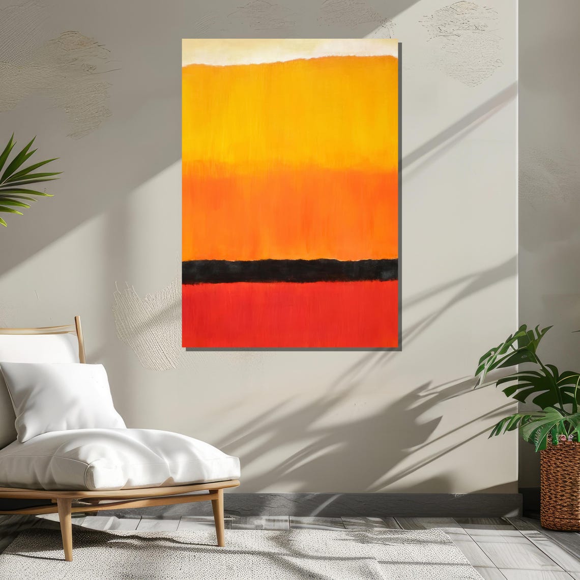 Vibrant Rothko Inspired Abstract Yellow and Red Color Field Art Poster - Image 3