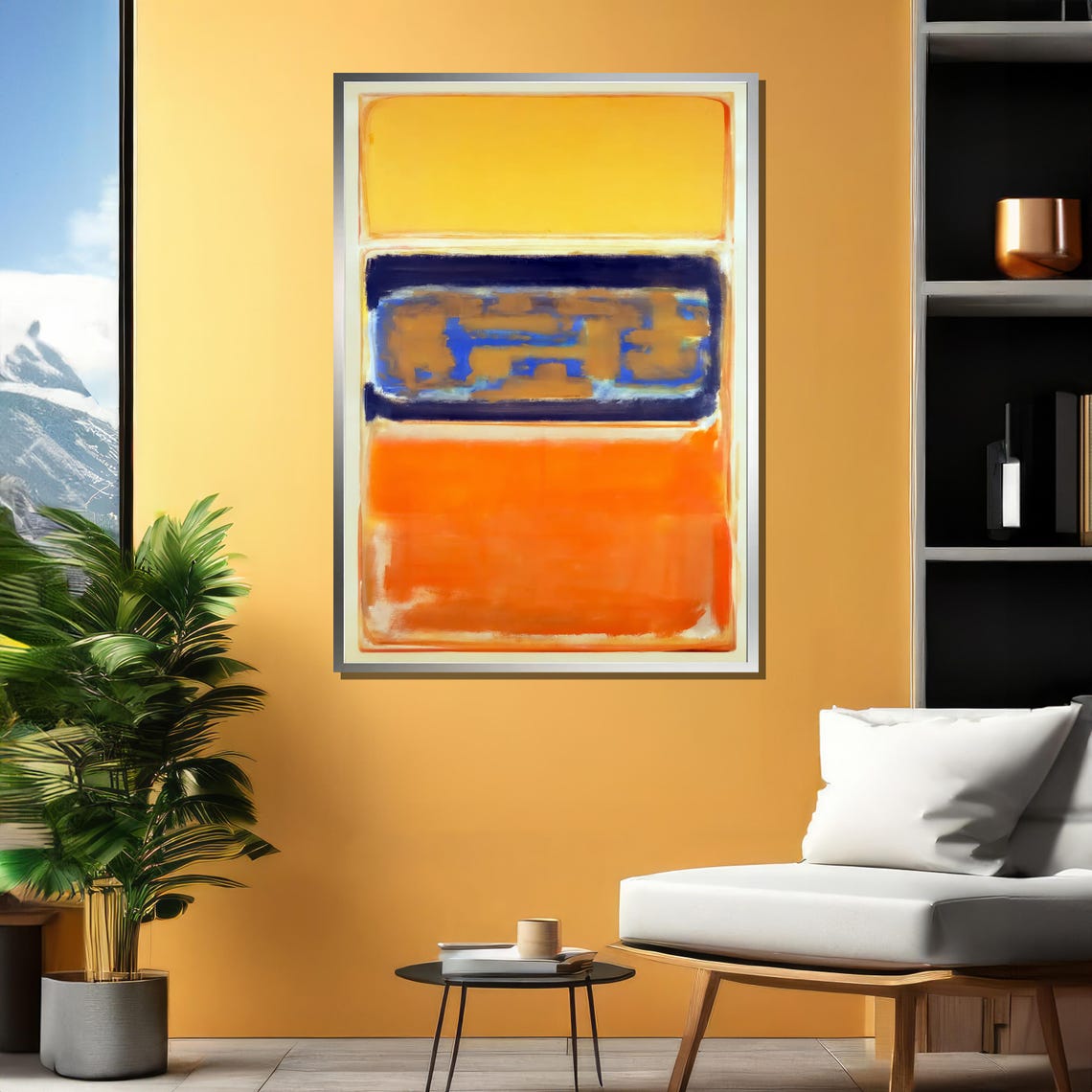 Abstract Expressionist Bold Orange And Yellow Color Block Art Modern Wall Decor Rothko Style Painting Print - Image 5