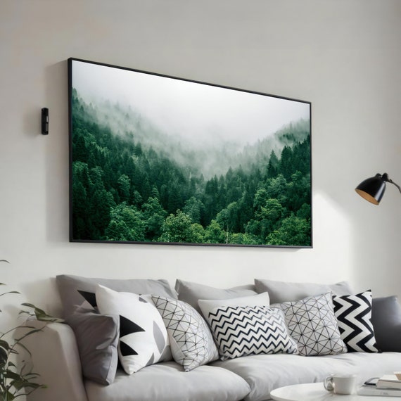 Enchanted Forest Mist Serene Nature Art Misty Forest Landscape Ready To Hang