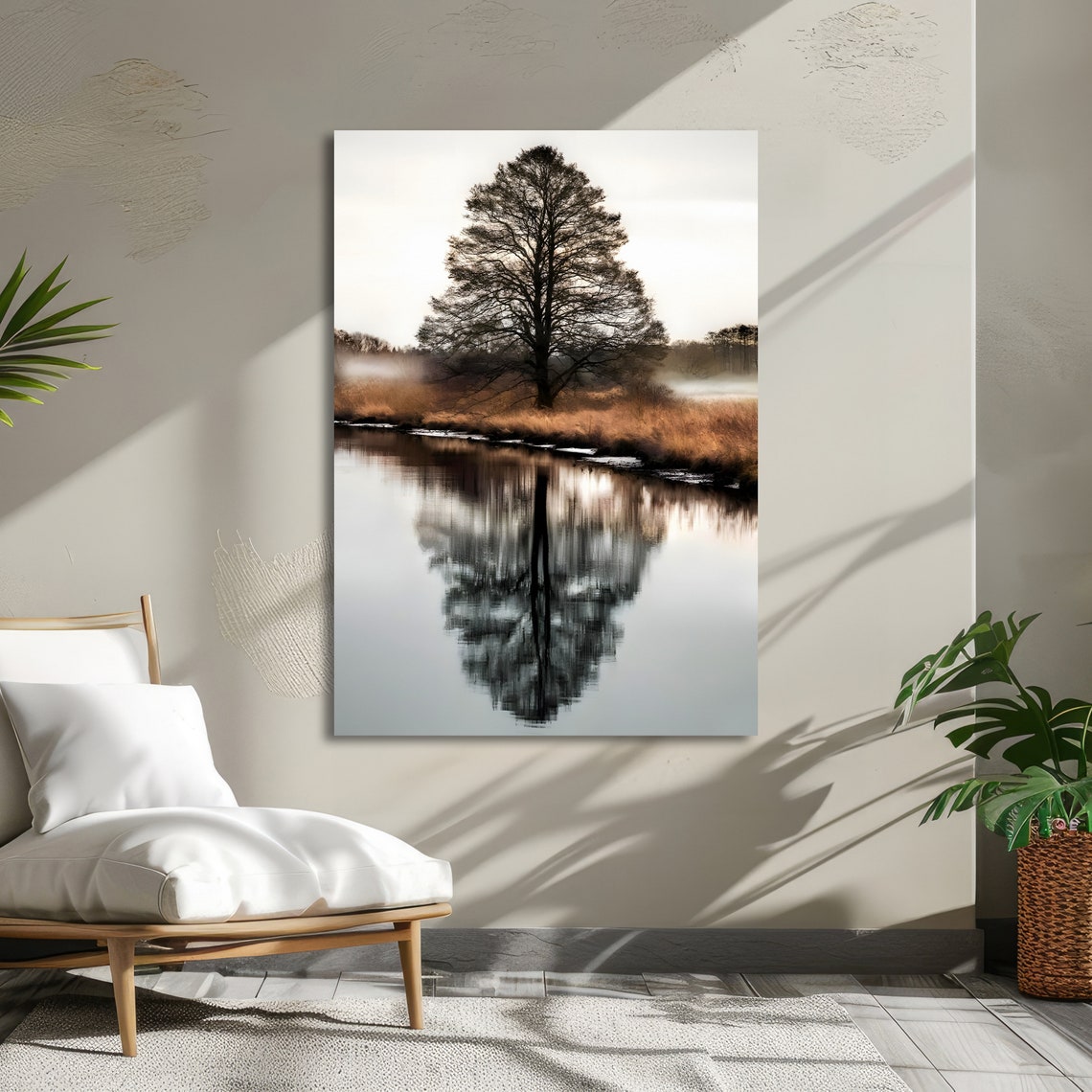 Solitary Tree Reflected in a Calm Lake on a Misty Morning Poster - Image 5