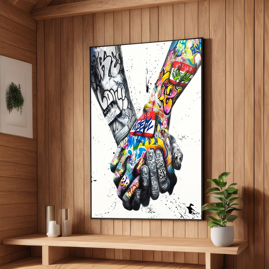 Graffiti Tattooed Hands Holding Hands Street Art Urban Unity Poster