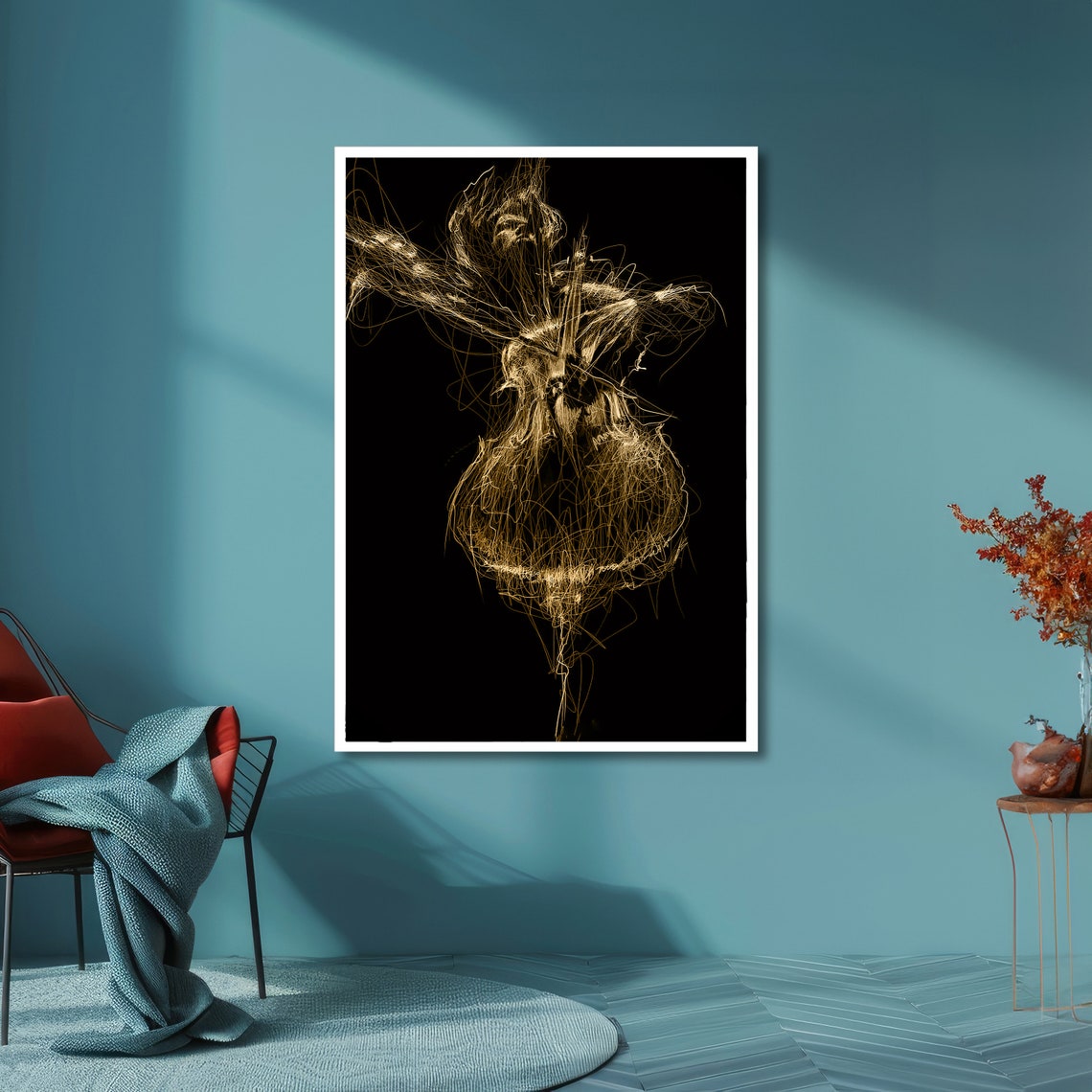 Golden Ballerina Abstract Art Modern Dance Wall Decor Ballerina Silhouette Poster Wall Art Design Ready To Hang Decoration - Image 6