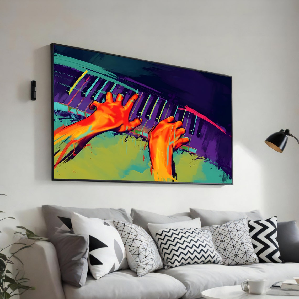 Piano Player Hands Vibrant Abstract Music Art Performance Poster