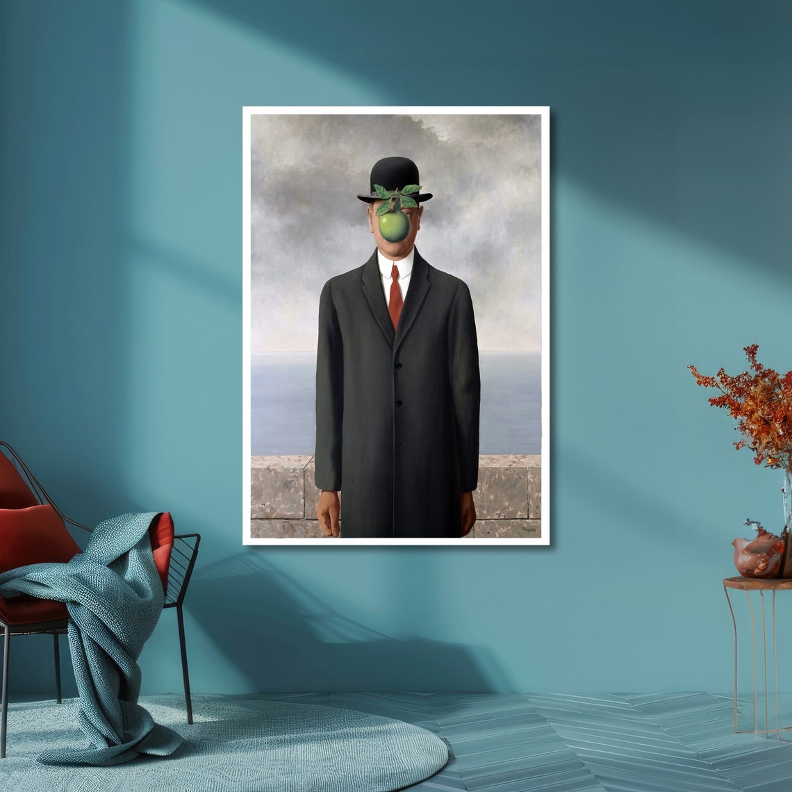 Magritte The Son of Man Man in Bowler Hat with Green Apple Poster - Image 6