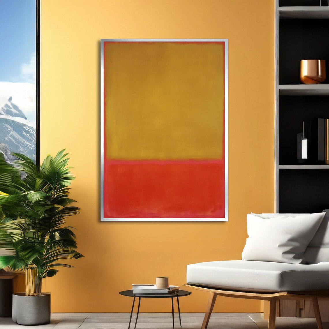 Sunset Gold Color Field Abstract Poster in Rothko Style with Ember Red - Image 2
