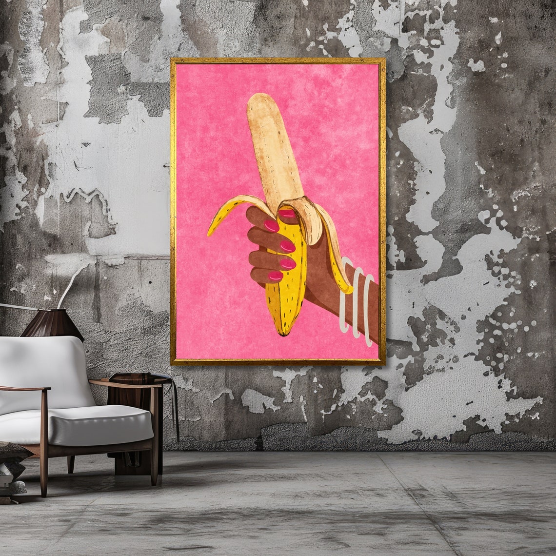 Banana Pop Art Bold Hand Holding Banana Fun Wall Decor Ready To Hang - Image 3