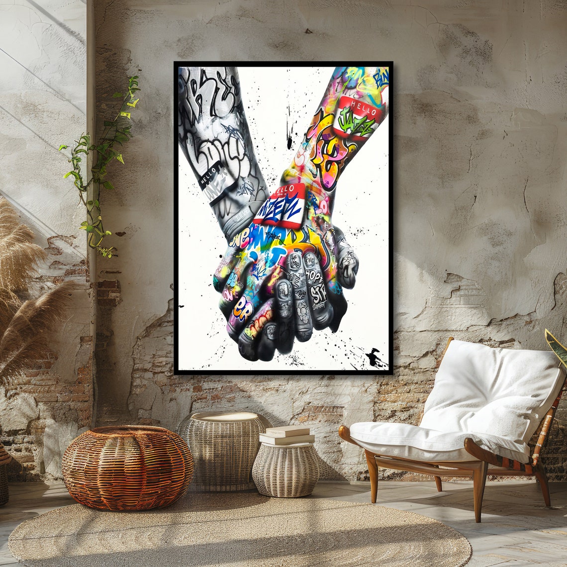 Graffiti Tattooed Hands Holding Hands Street Art Urban Unity Poster - Image 4