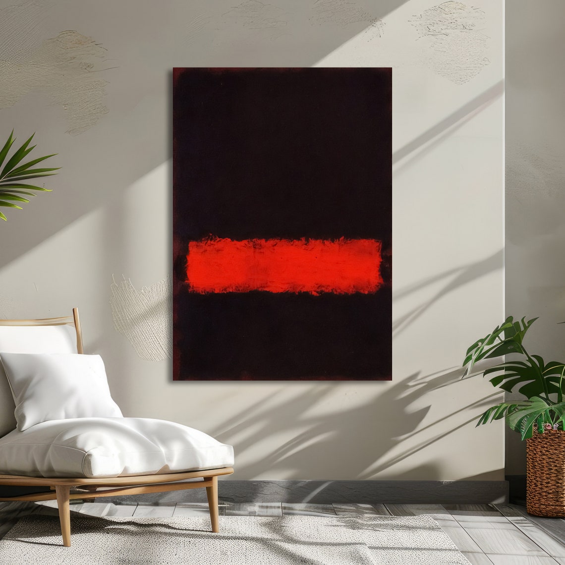Glowing Red Band on Black Abstract Poster in Dramatic Rothko Style - Image 5