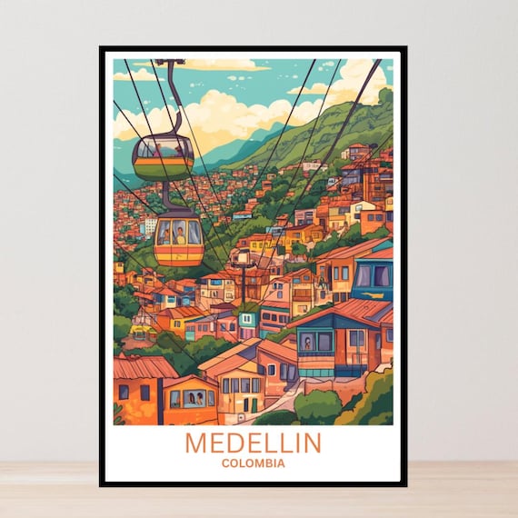 Medellin Travel Poster Art Gifts Home Decor Wall Colombia Coastal Prints Framed City