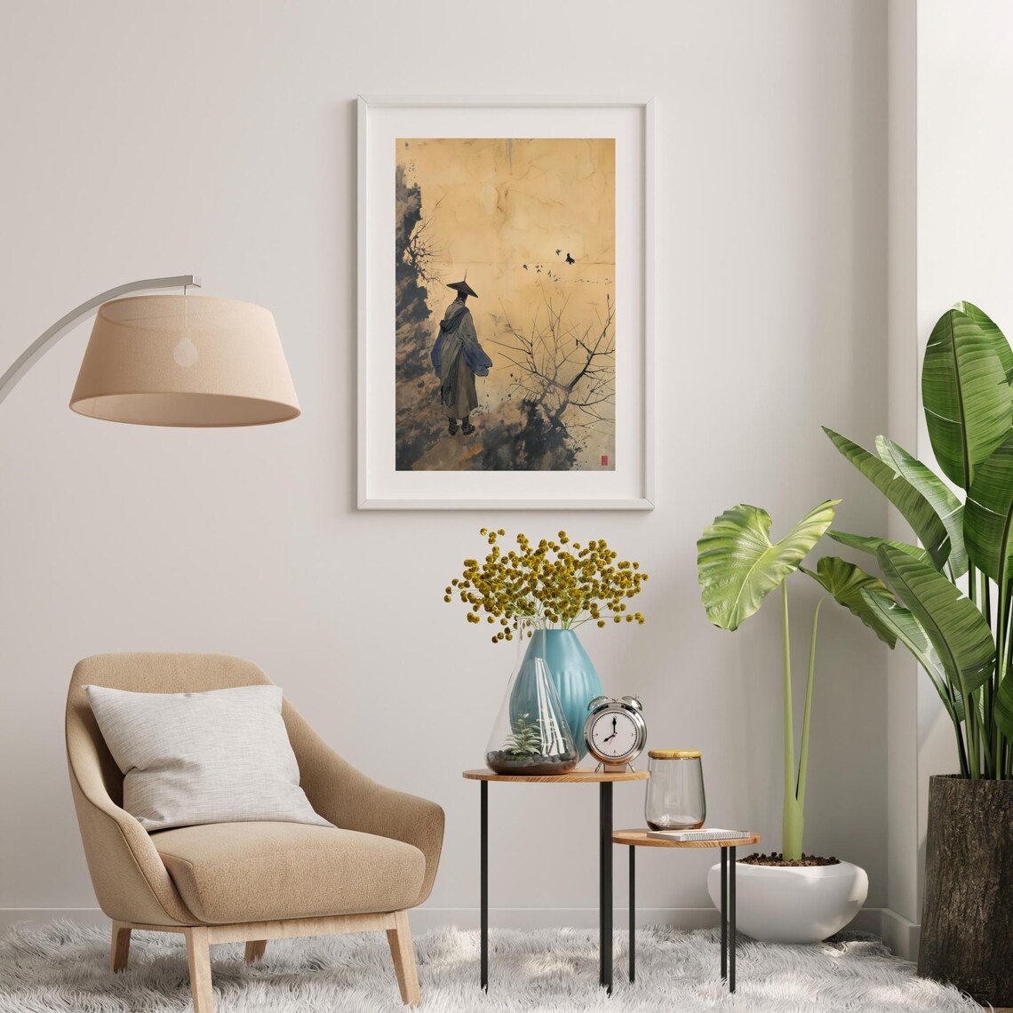 Mystical Wanderer Minimalist Eastern Inspired Art - Image 3