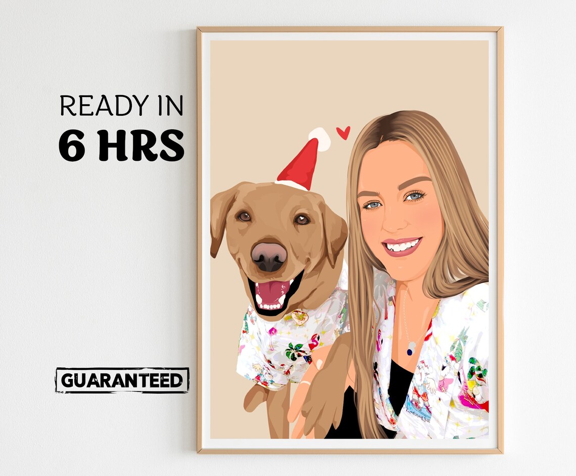 Custom Pet Portrait Dog Drawing Gift for Her
