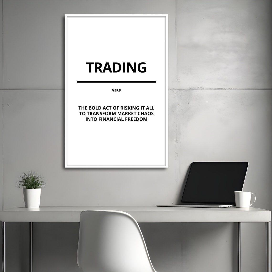 Trading Minimalist White Dictionary Definition Motivational Poster - Image 4