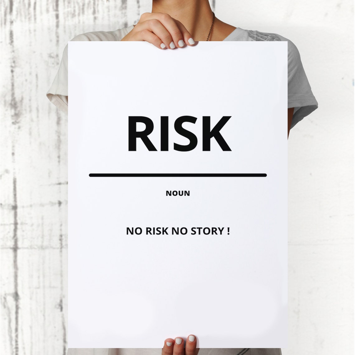 Risk Noun Definition Minimalist White Motivational Quote Poster - Image 4