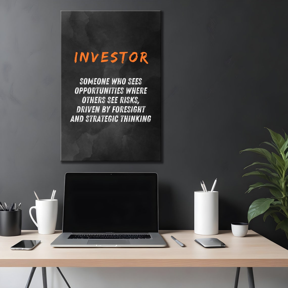 Investor Orange Brushstroke Dictionary Definition Motivational Poster - Image 4