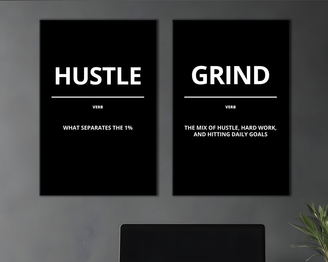 Hustle Verb What Separates The 1 Percent Minimalist Black Poster - Image 5