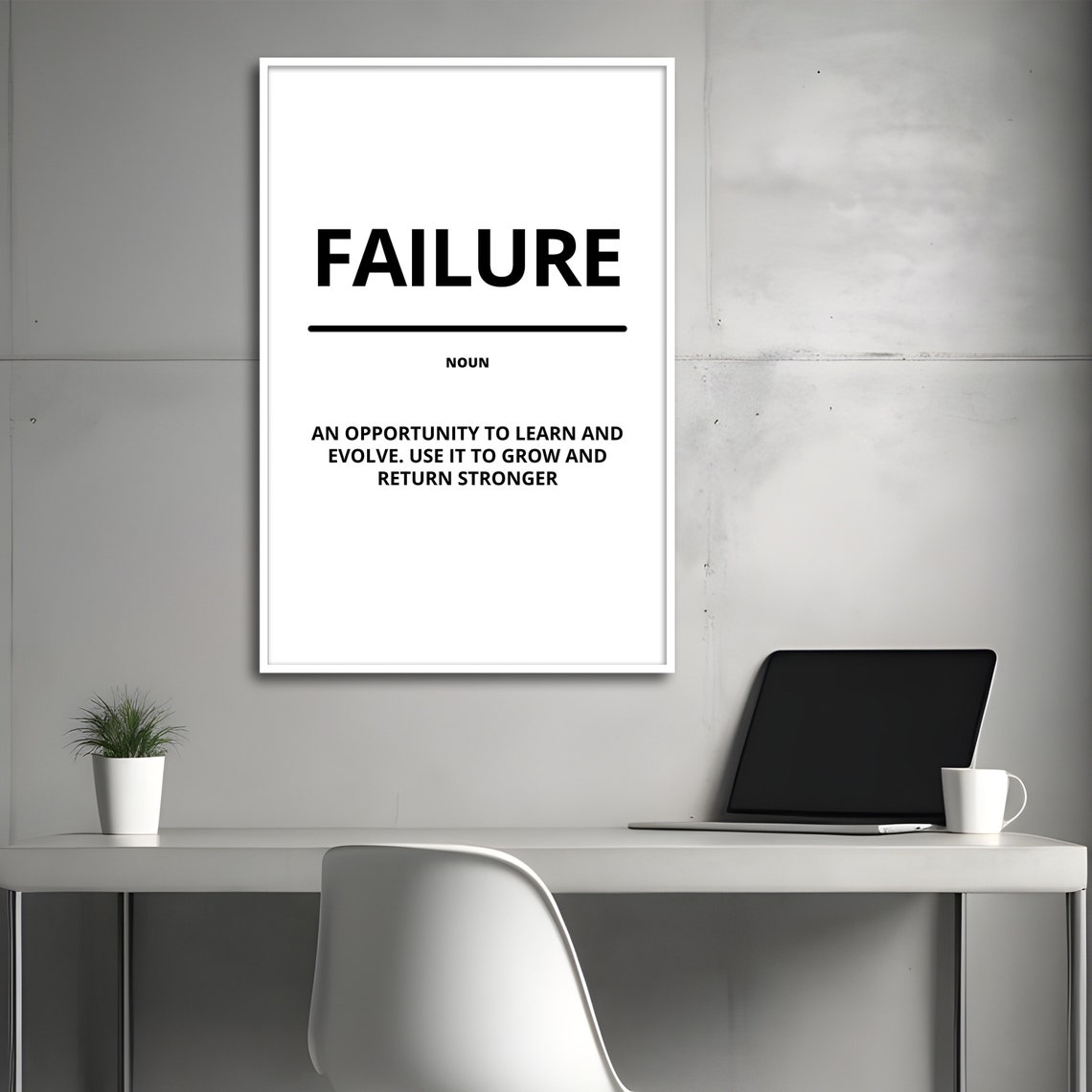 Failure Noun Definition Minimalist White Motivational Quote Poster - Image 3