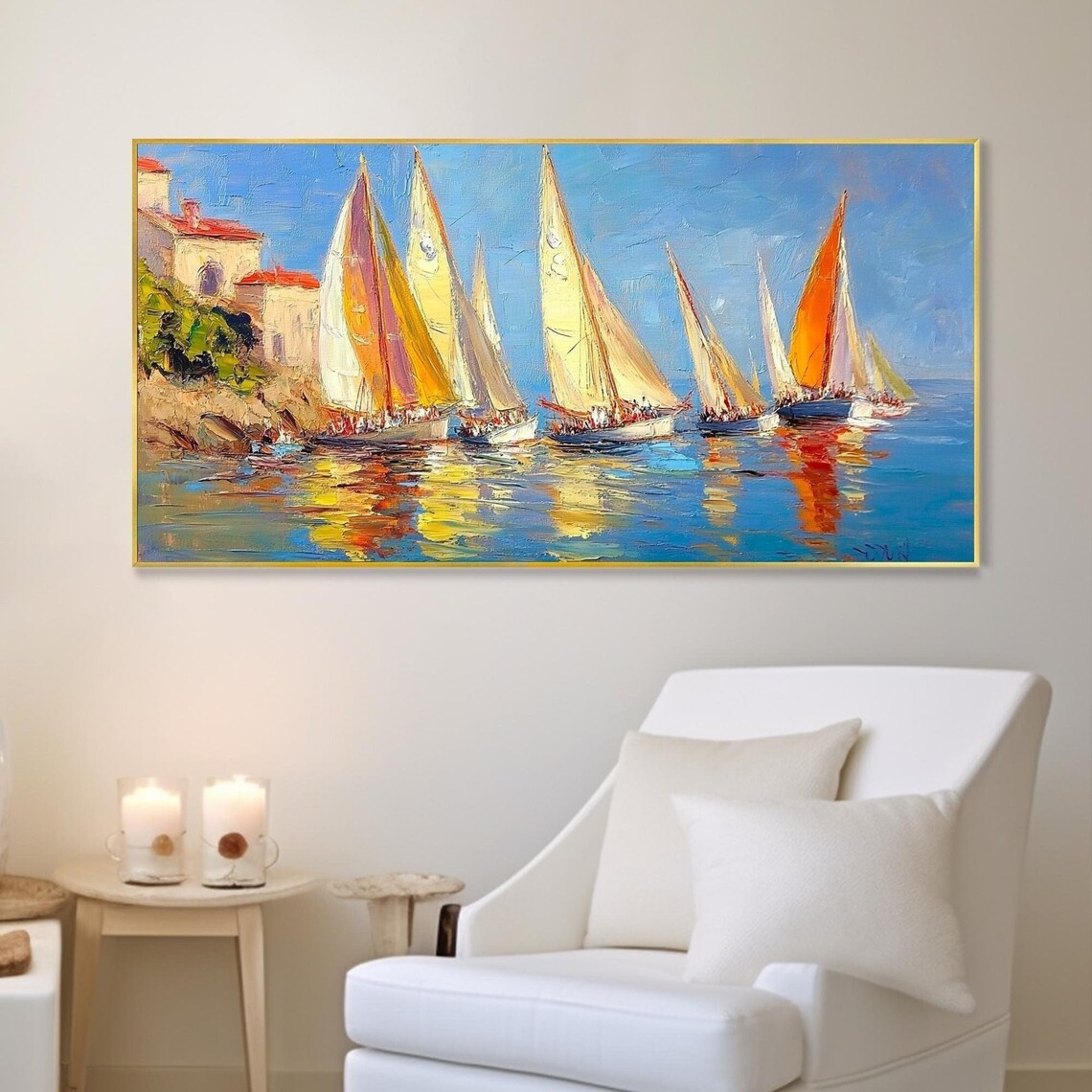 Abstract Nautical Sailing Oil Painting Art Print