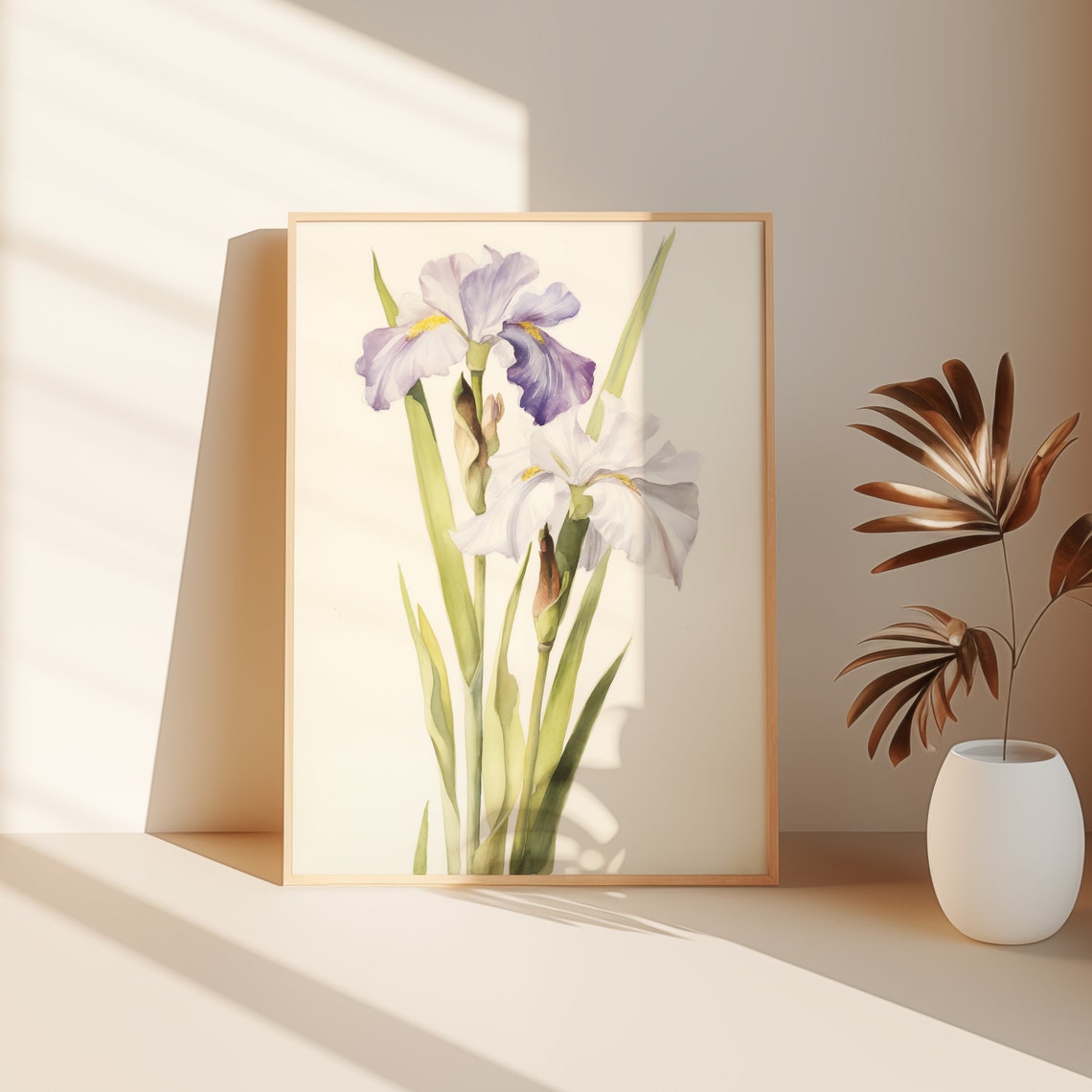Purple White Iris Watercolor Floral Botanical Painting Poster - Image 2