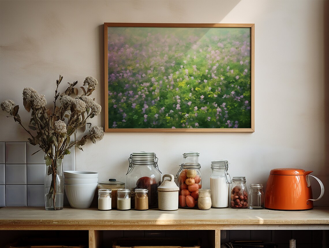 Purple Wildflower Meadow Impressionist Dreamy Spring Floral Field Poster - Image 2