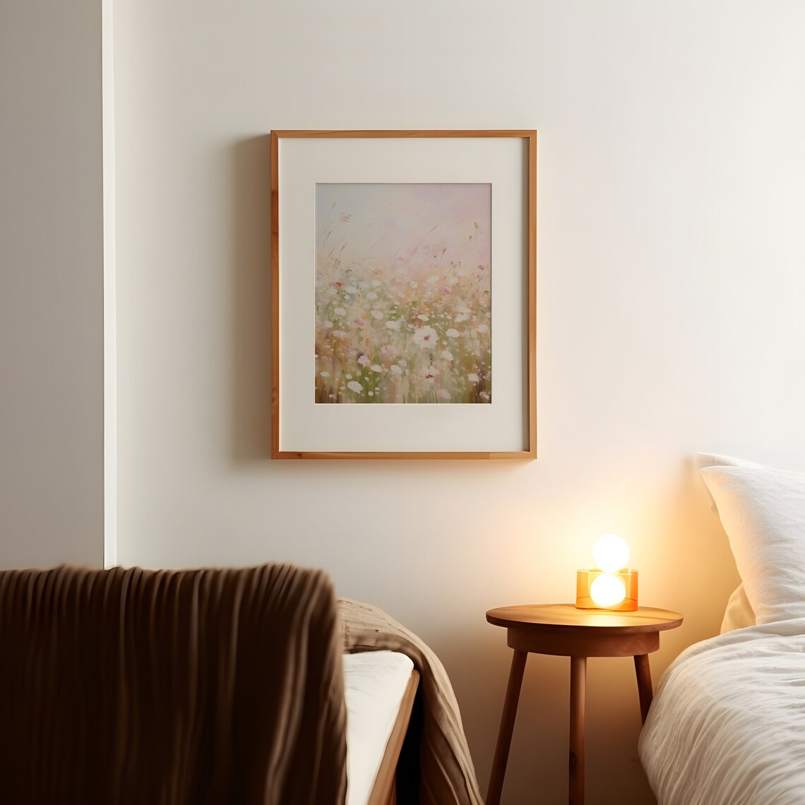 Pink and White Wildflower Meadow Dreamy Impressionist Floral Poster - Image 3