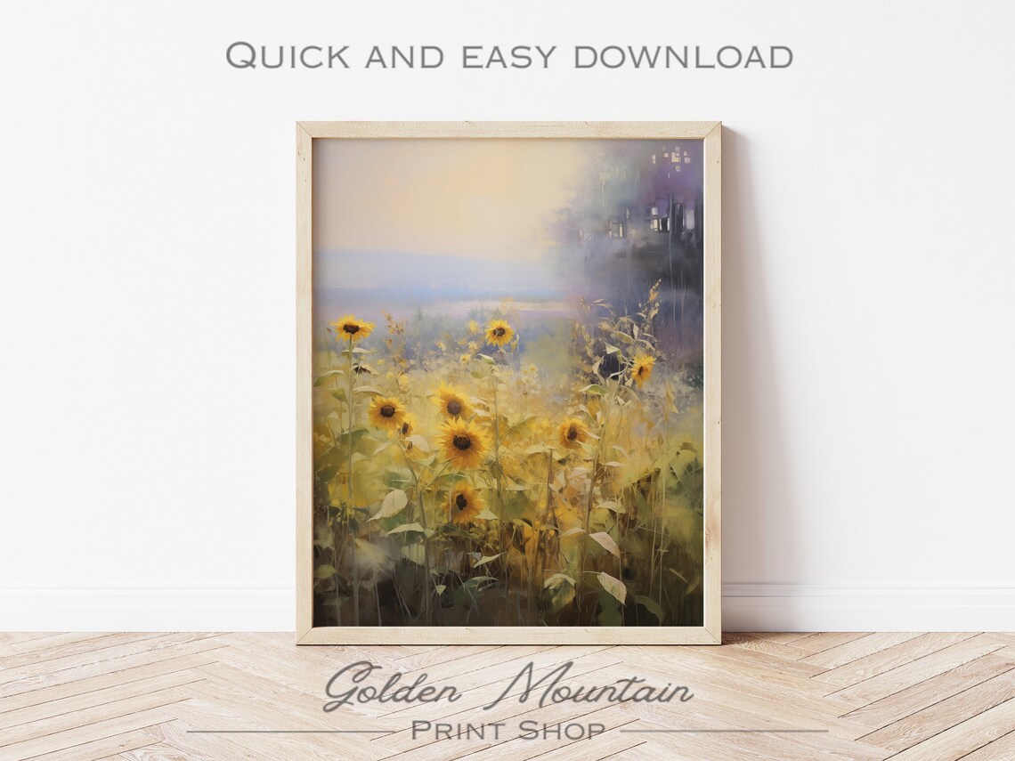 Wildflower Field Vintage Floral Landscape Art Print - Image 3
