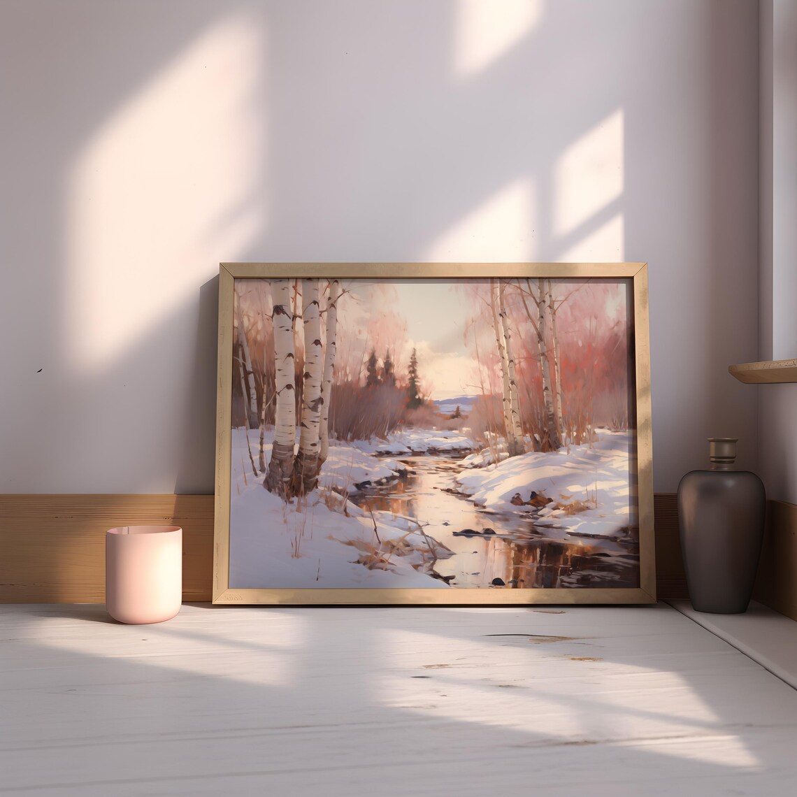 Christmas Forest Print Snow Christmas Landscape Painting Christmas Wall Art Vintage Christmas Decor Winter Wall Art Print Holiday Winter Art - Image 2