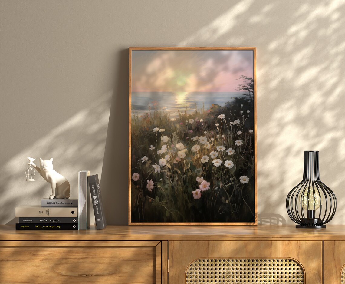 Summer Sunrise Wildflower Beach Print, Vintage Floral - Image 2