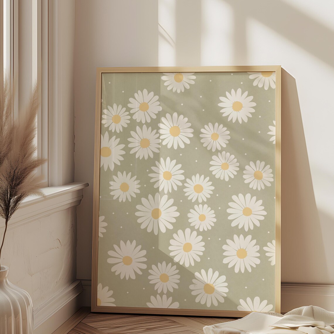 Sage Green Daisy Botanical Flower Art Print - Image 2