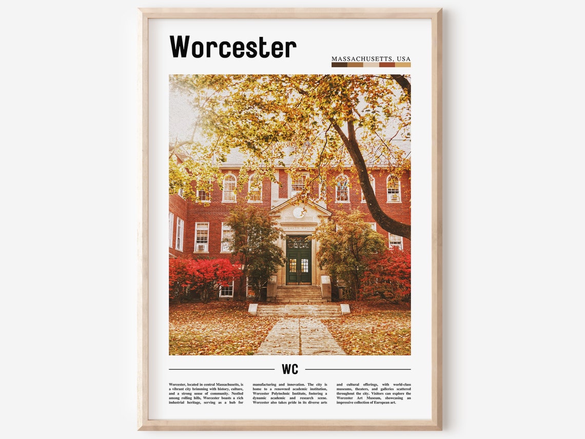 Worcester Poster Worcester Print Worcester Wall Art United States Photo United States Poster United States Print Travel Poster
